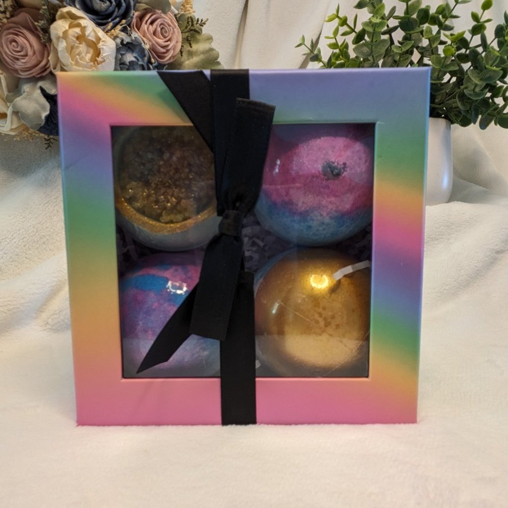 🌸 NIB Great Balls of Fizz Gift Box with 4 Bath Bombs from Patisserie London - Picture 3 of 12